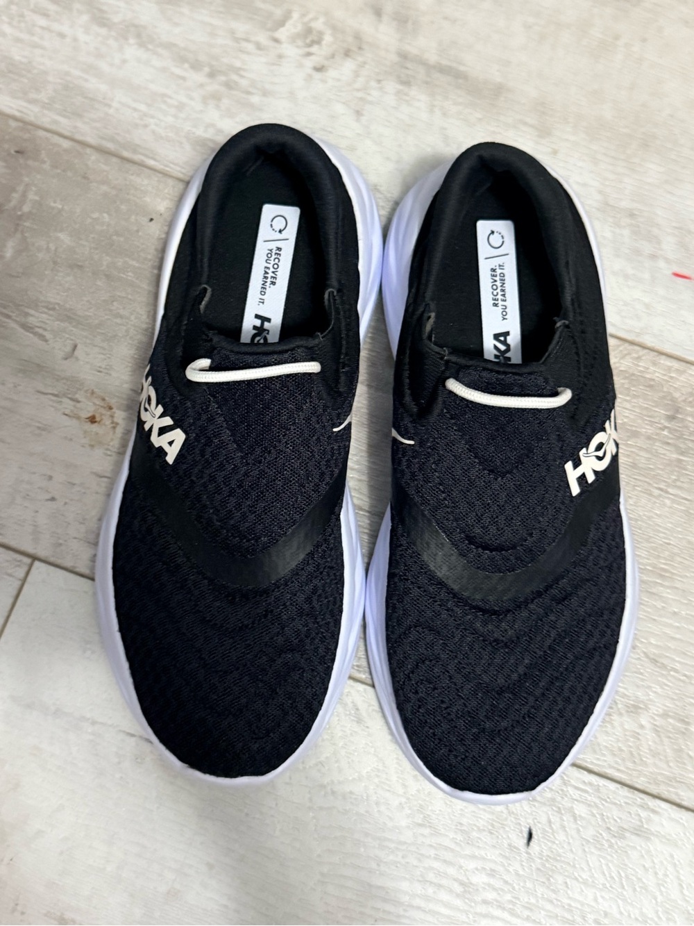 Hoka Kids Black and White Slip-On Cushioned Sneakers - Picture 4 of 5